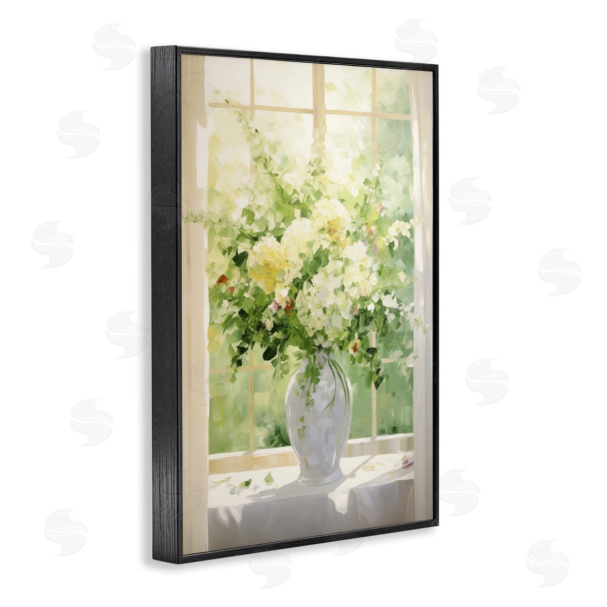 Flower Arrangement in Window Black Frame Print Wall Art, Home Decor by Gina Kelly