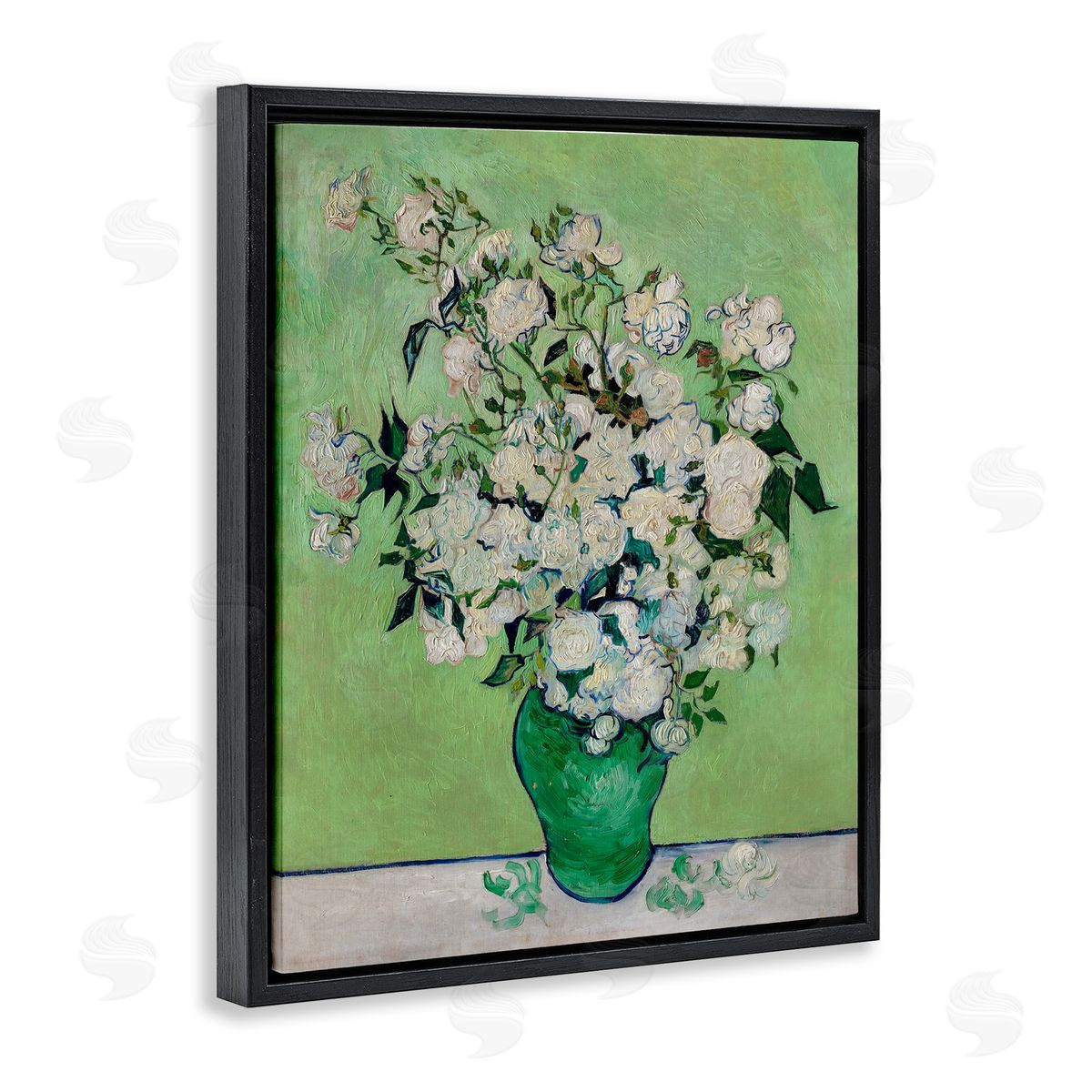 Van Gogh Roses Black Floating Frame Canvas Wall Art, Home Decor by Andrea Haase