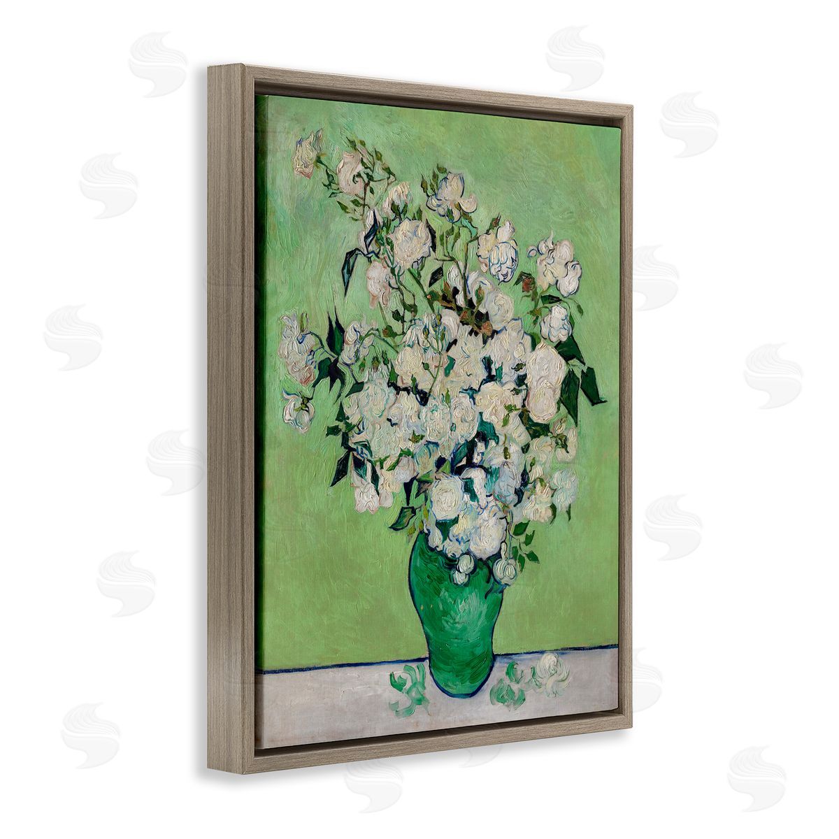 Van Gogh Roses Brown Floating Frame Canvas Wall Art, Home Decor by Andrea Haase