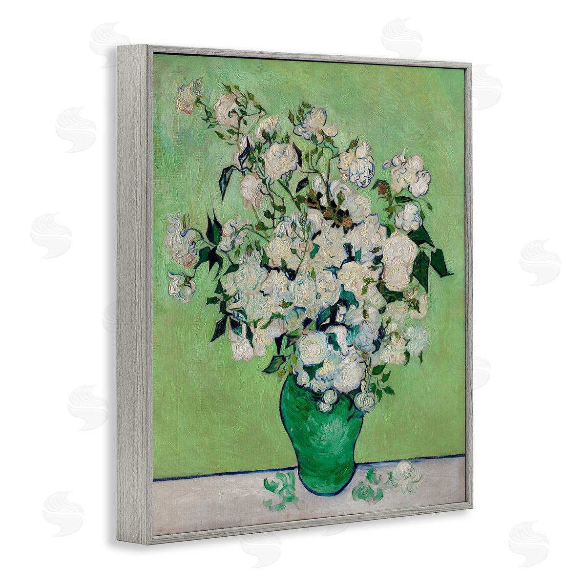 Van Gogh Roses Grey Frame Print Wall Art, Home Decor by Andrea Haase