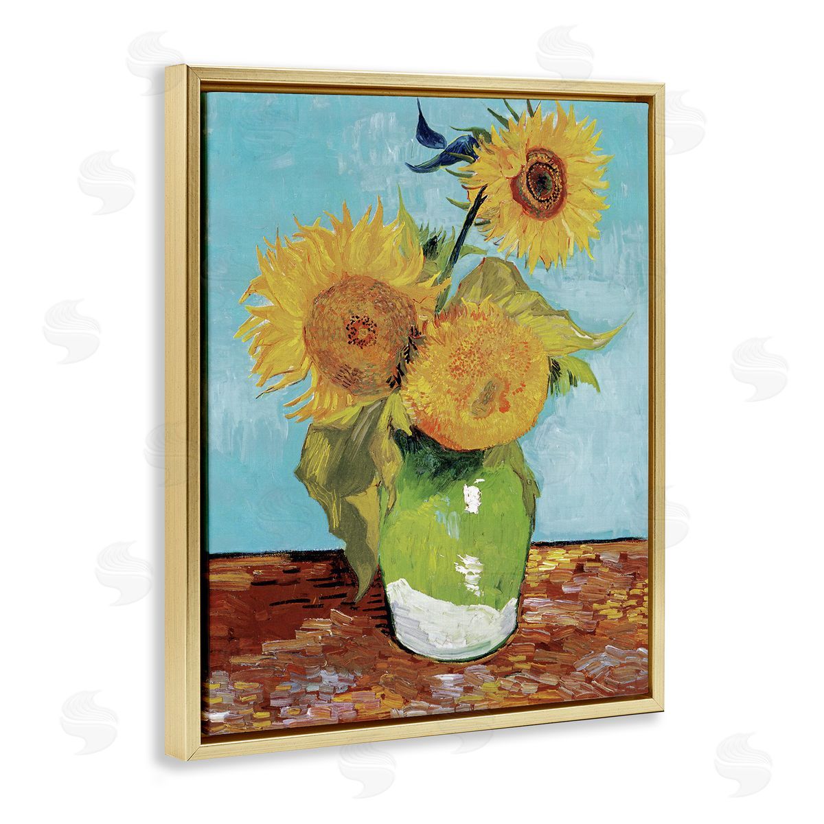 Van Gogh Sunflowers Gold Floating Frame Canvas Wall Art, Home Decor by Andrea Haase