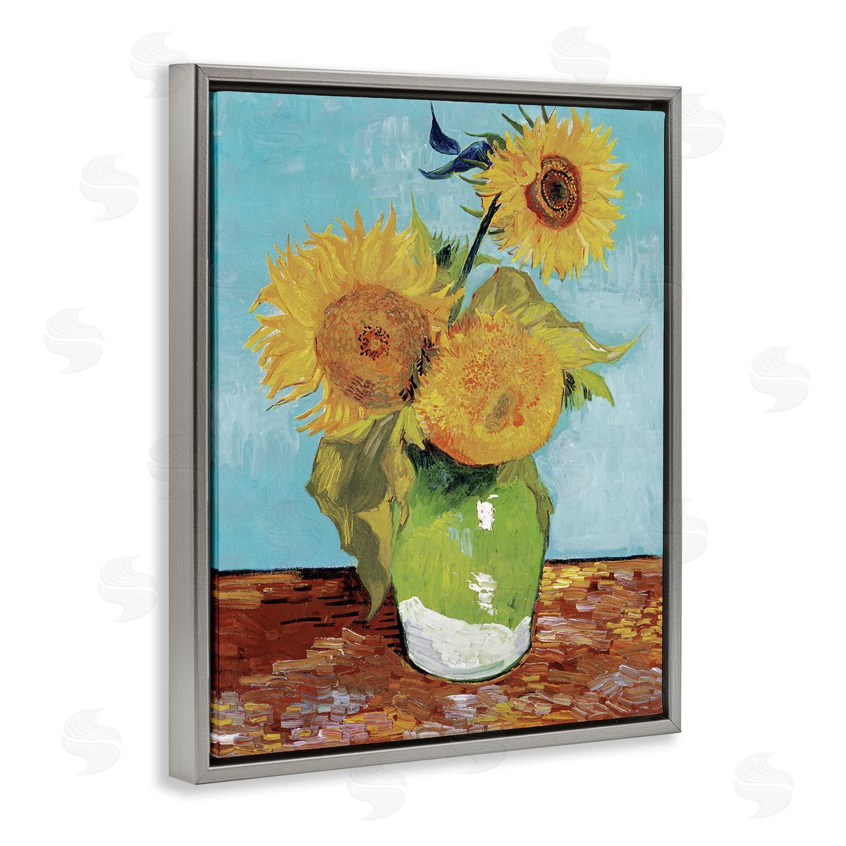 Van Gogh Sunflowers Grey Floating Frame Canvas Wall Art, Home Decor by Andrea Haase