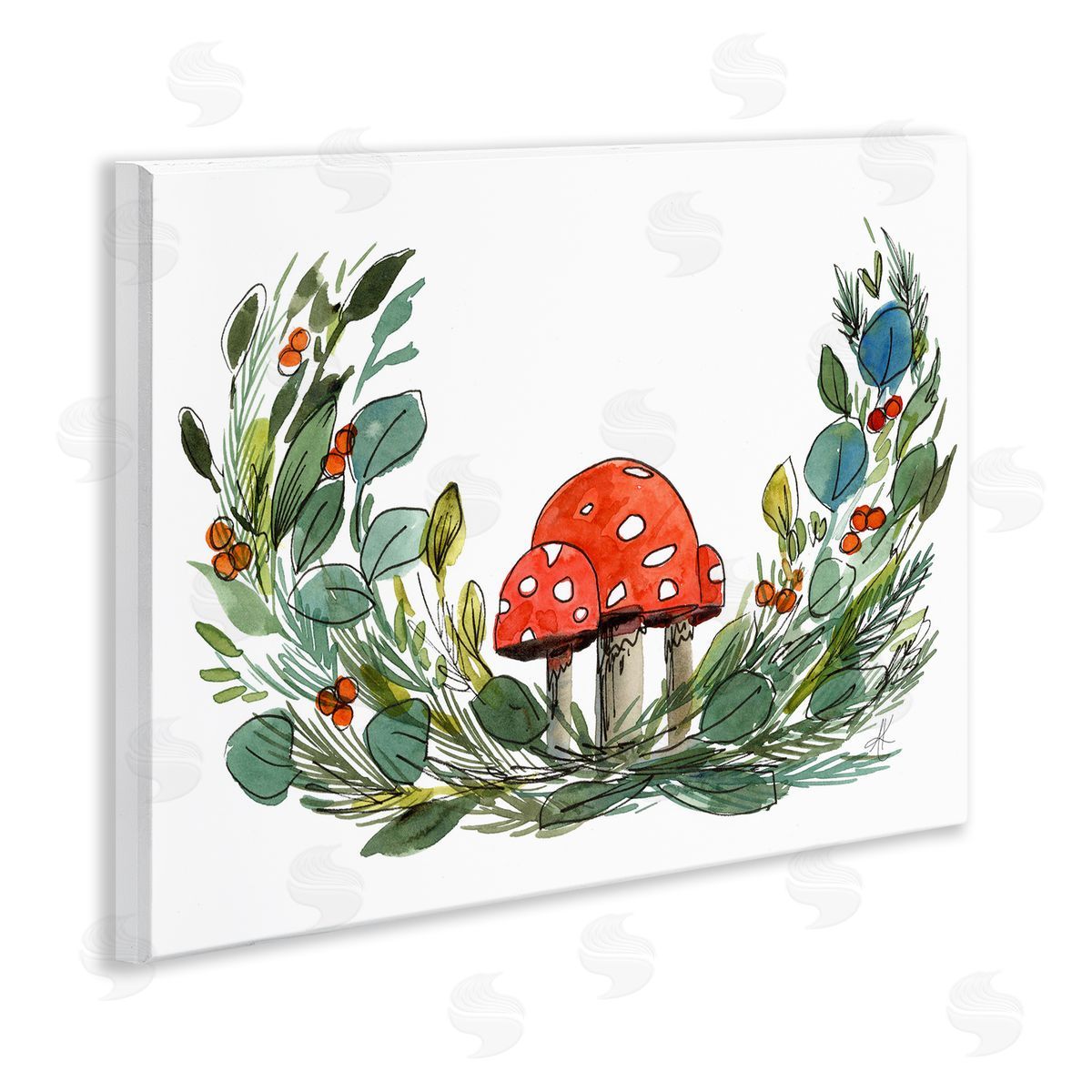 Alexandria Gilbert Kincaid Mushrooms & Greens Wooden Wall Plaque Art Print