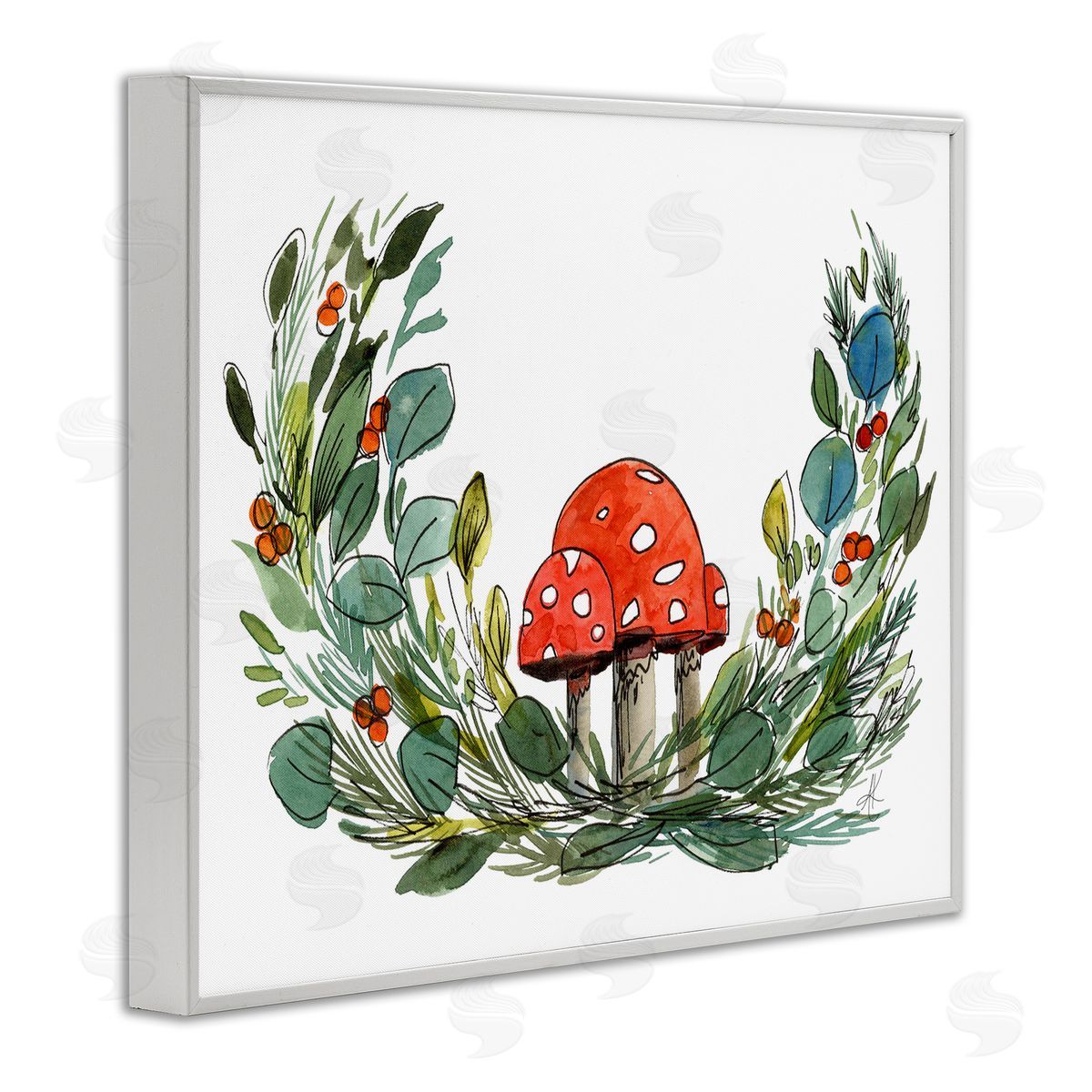 Alexandria Gilbert Kincaid Mushrooms & Greens White Framed Giclee Wall Art Print