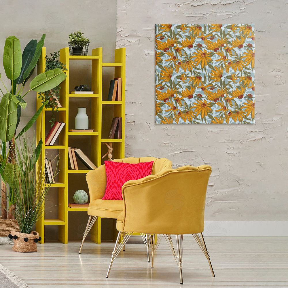 Alexandria Gilbert Kincaid Black Eyed Susan Pattern Canvas Wall Art Print in Room