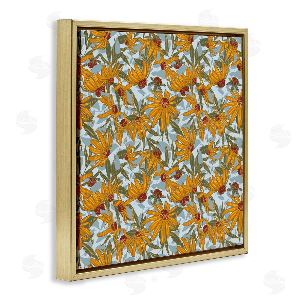 Alexandria Gilbert Kincaid Black Eyed Susan Pattern Gold Floating Frame Canvas Wall Art Print
