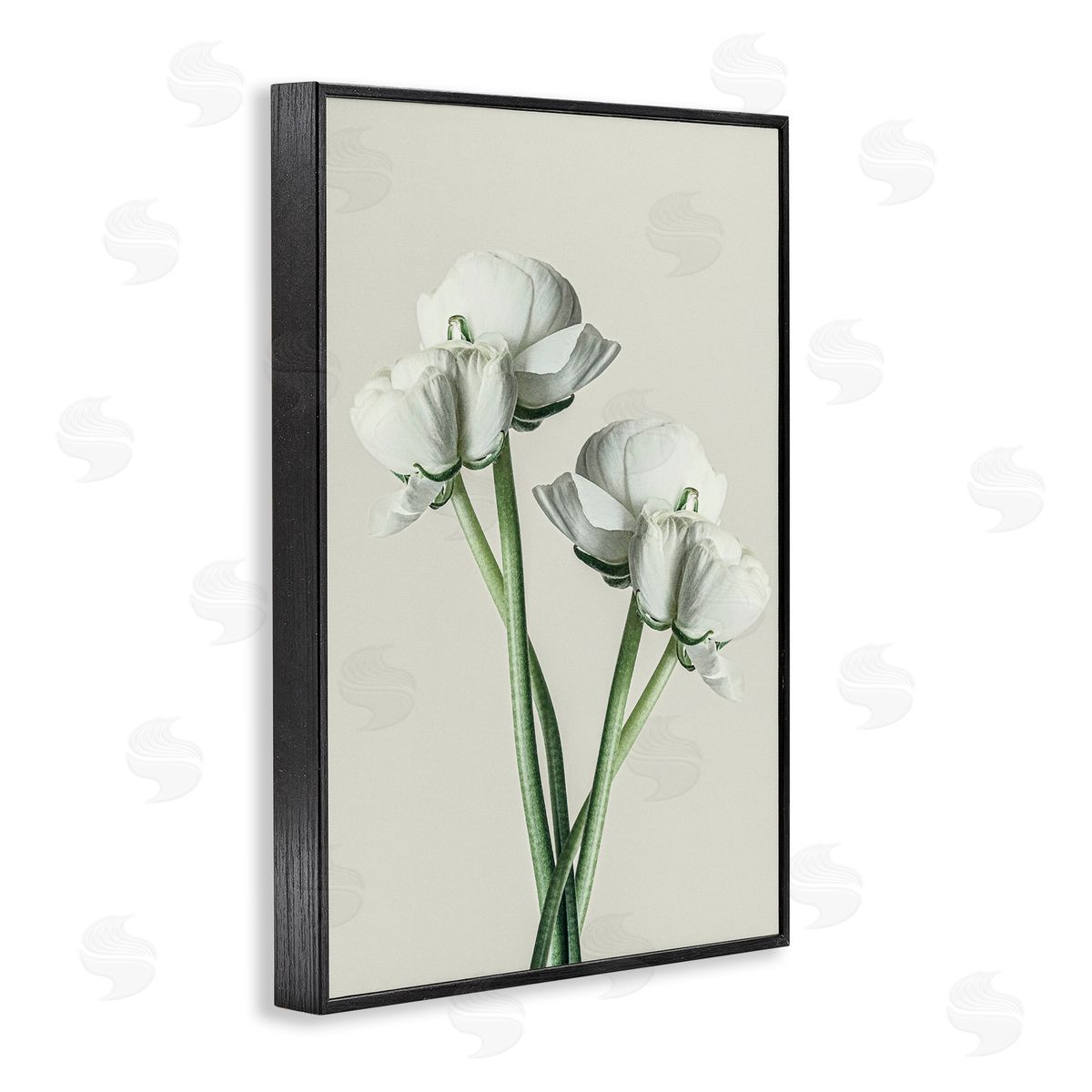 White Flower Bundle Black Frame Print Wall Art, Home Decor by Incado