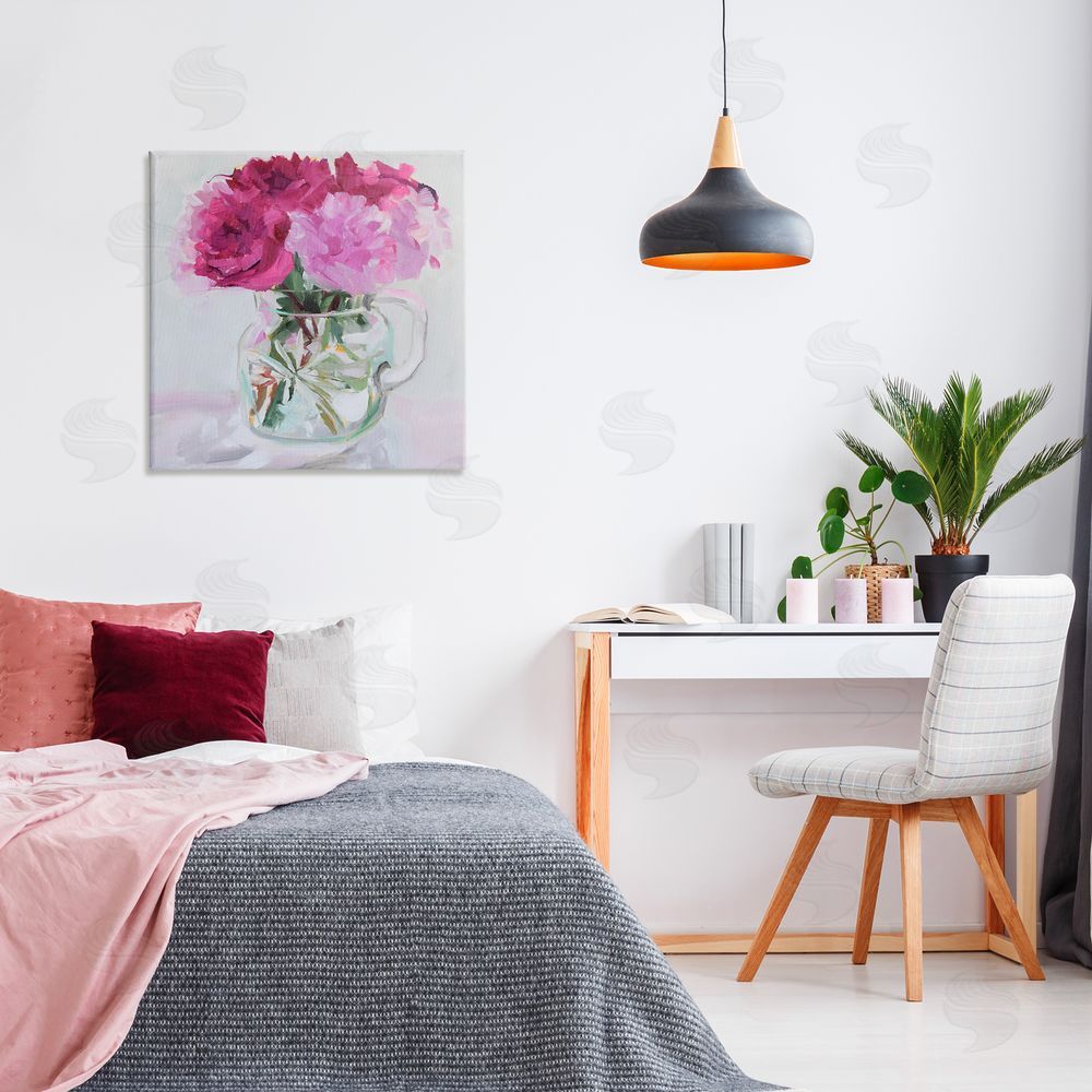 Jenny Westenhofer Pretty In Pink Peonies Canvas Wall Art Print in Room