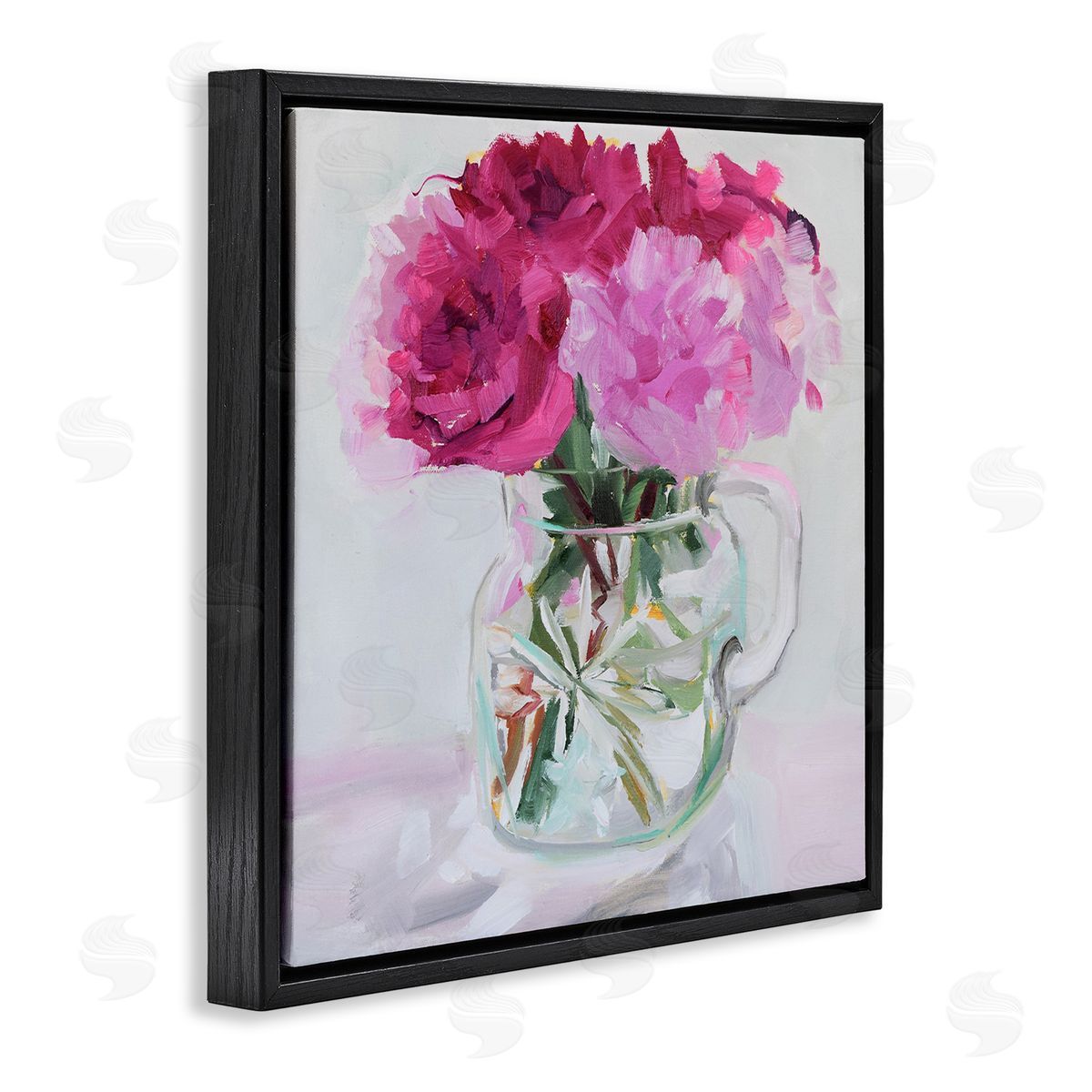 Jenny Westenhofer Pretty In Pink Peonies Black Floating Frame Canvas Wall Art Print