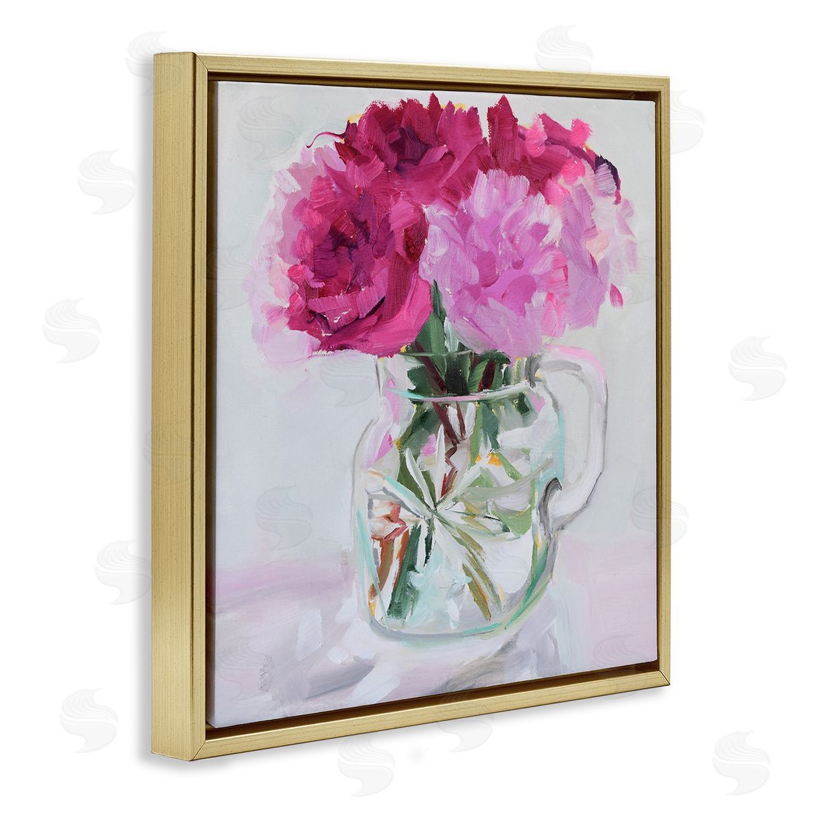 Jenny Westenhofer Pretty In Pink Peonies Gold Floating Frame Canvas Wall Art Print