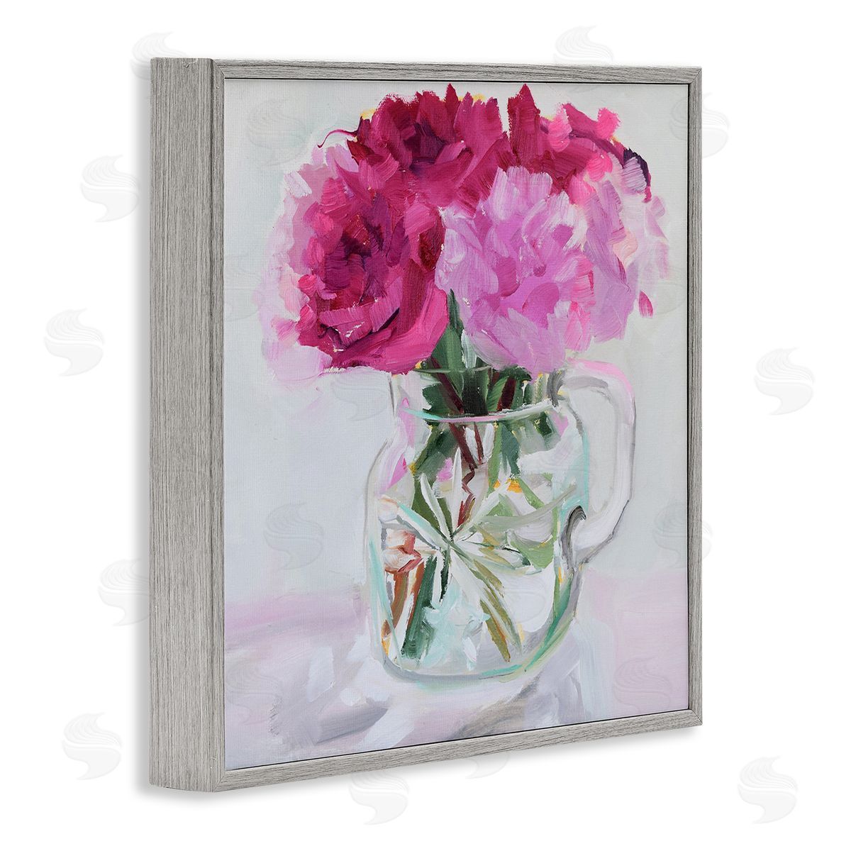 Jenny Westenhofer Pretty In Pink Peonies Gray Framed Giclee Wall Art Print