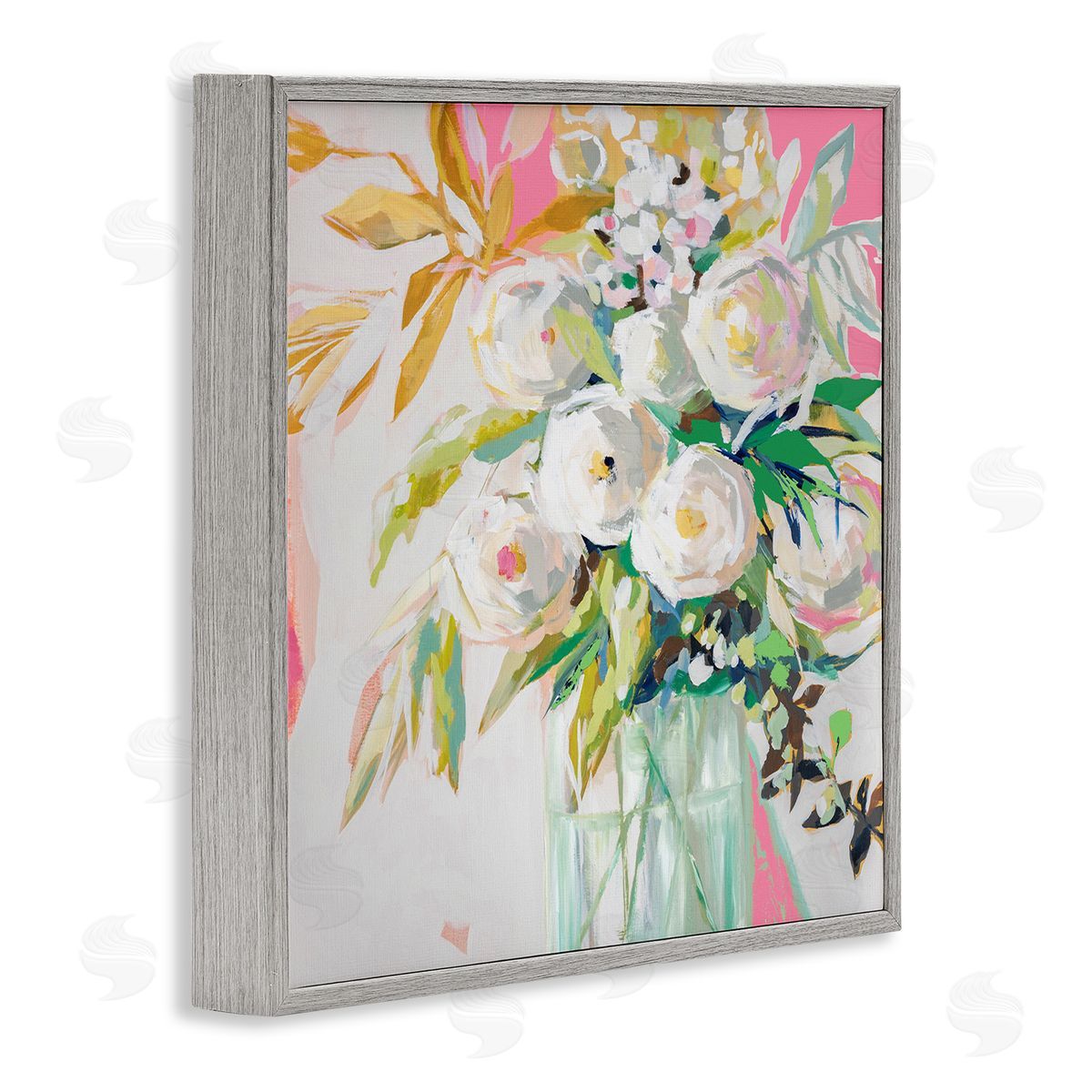 Springtime Soiree Roses Grey Frame Print Wall Art, Home Decor by Jenny Westenhofer