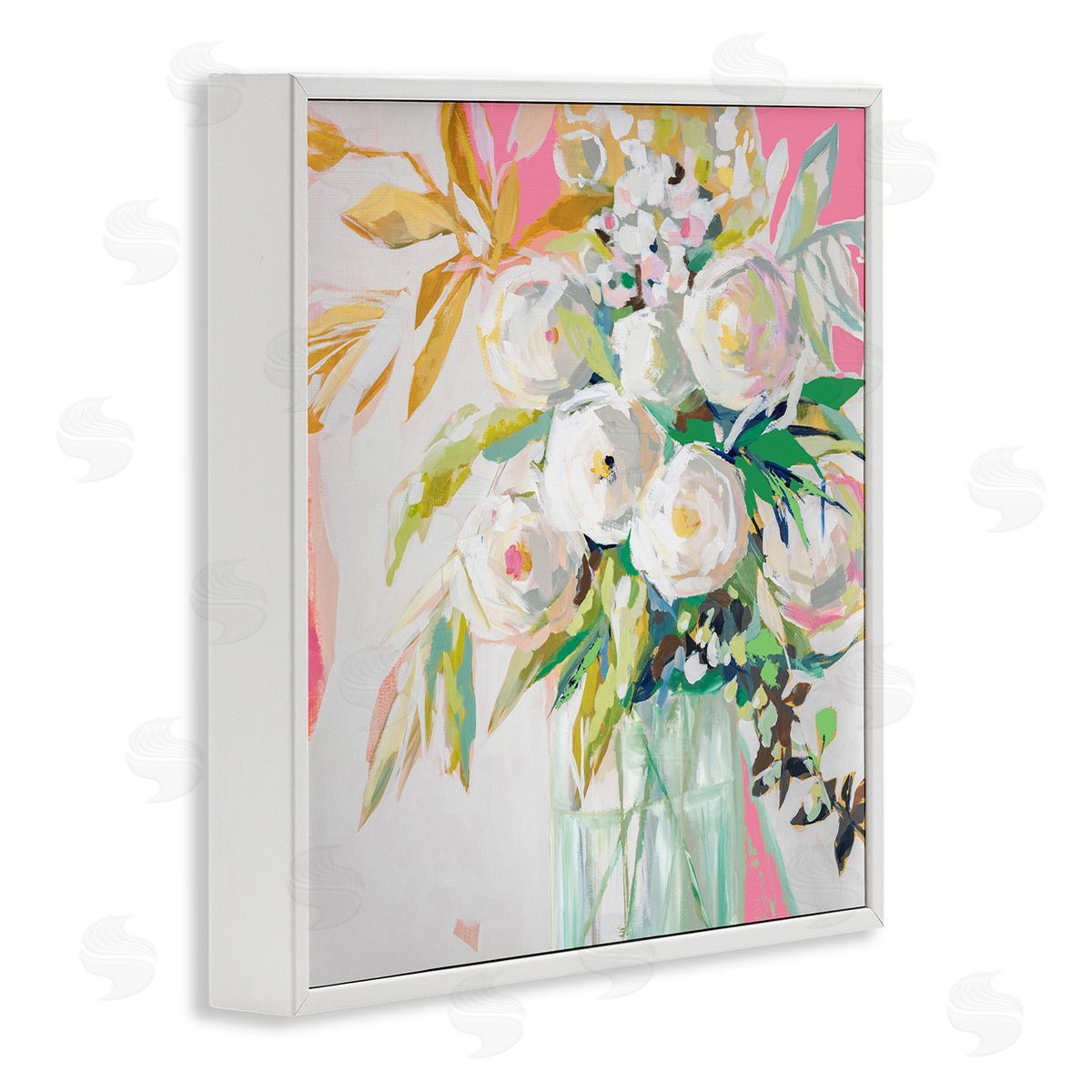 Springtime Soiree Roses White Frame Print Wall Art, Home Decor by Jenny Westenhofer