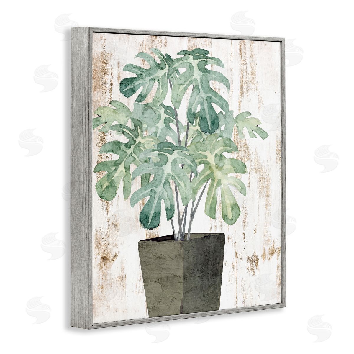 Flower Pot Greenery Grey Frame Print Wall Art, Home Decor by Kim Allen