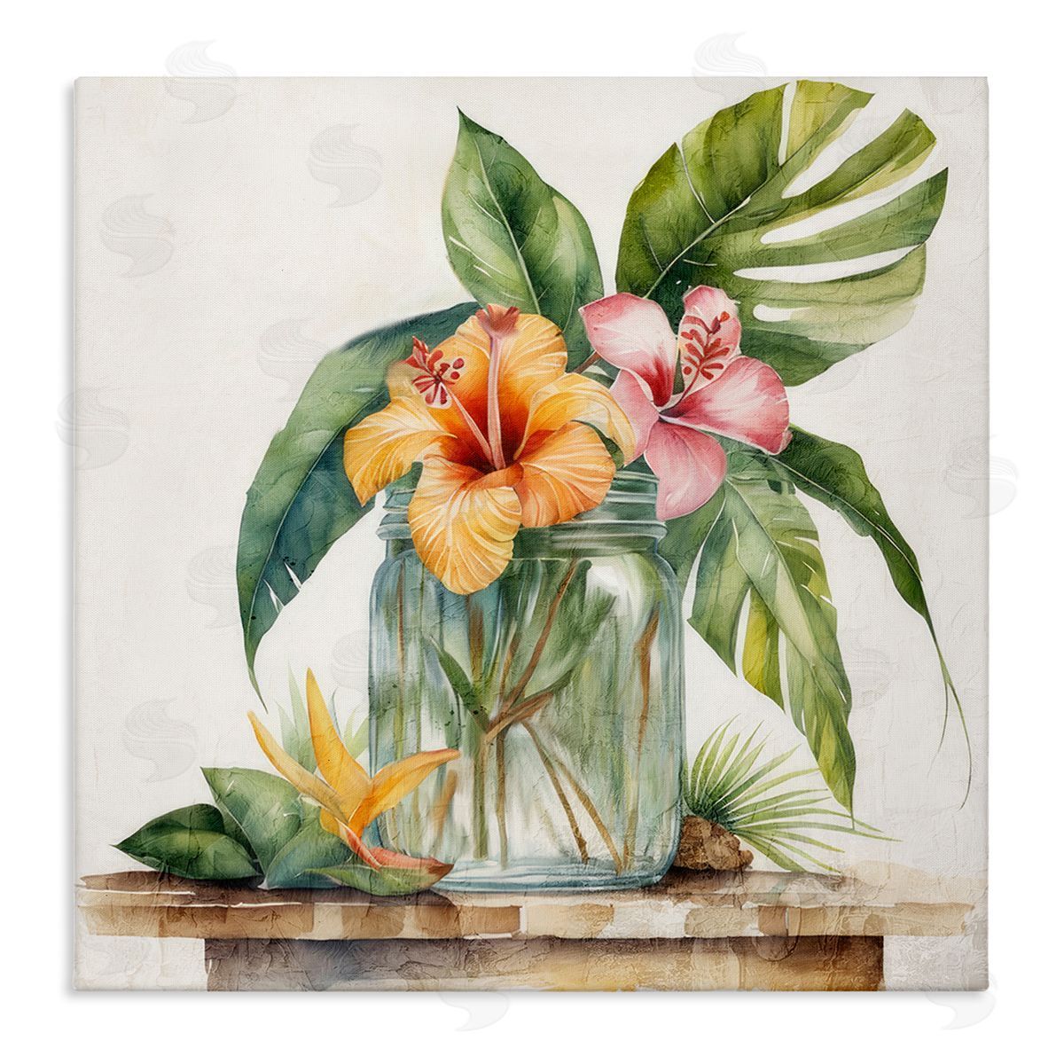 Kim Allen Tropical Floral Vase Canvas Wall Art Print