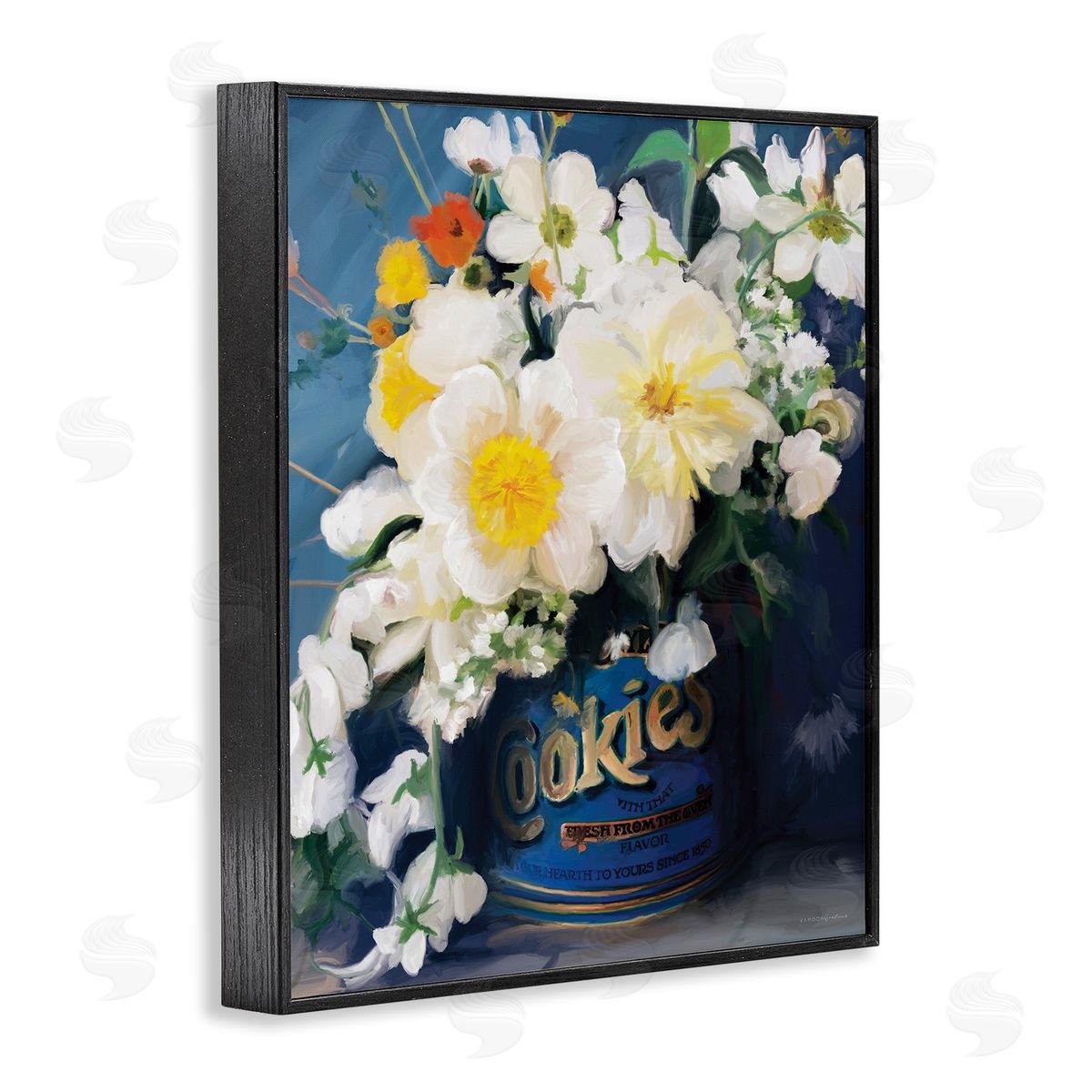 Bouquet in Vintage Jar Black Frame Print Wall Art, Home Decor by Kamdon Kreations