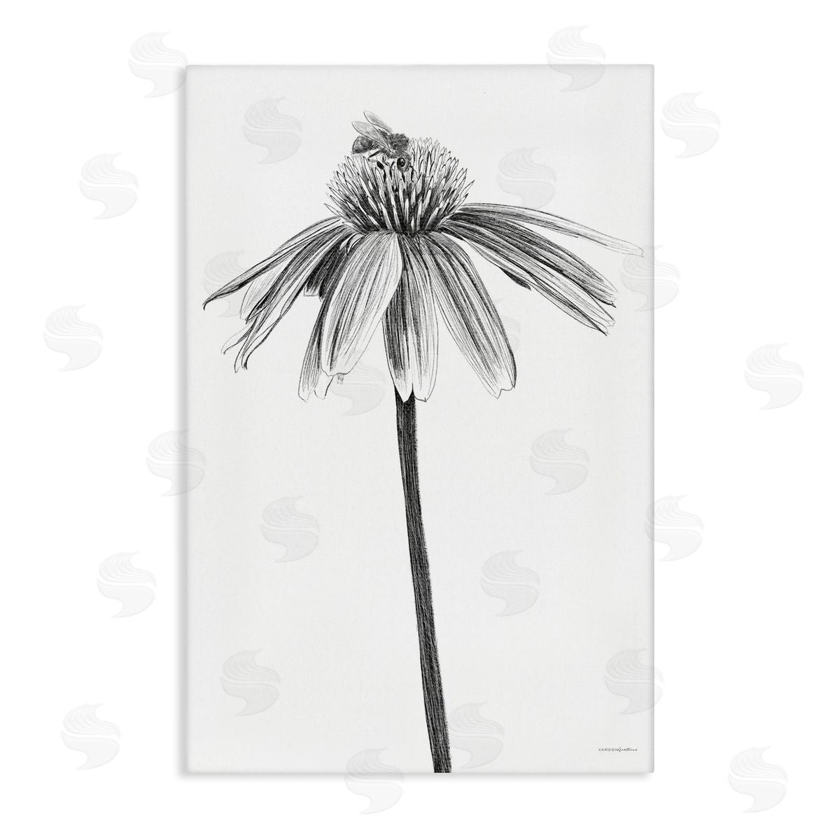 Simple Daisy Sprig Canvas Wall Art, Home Decor by Kamdon Kreations