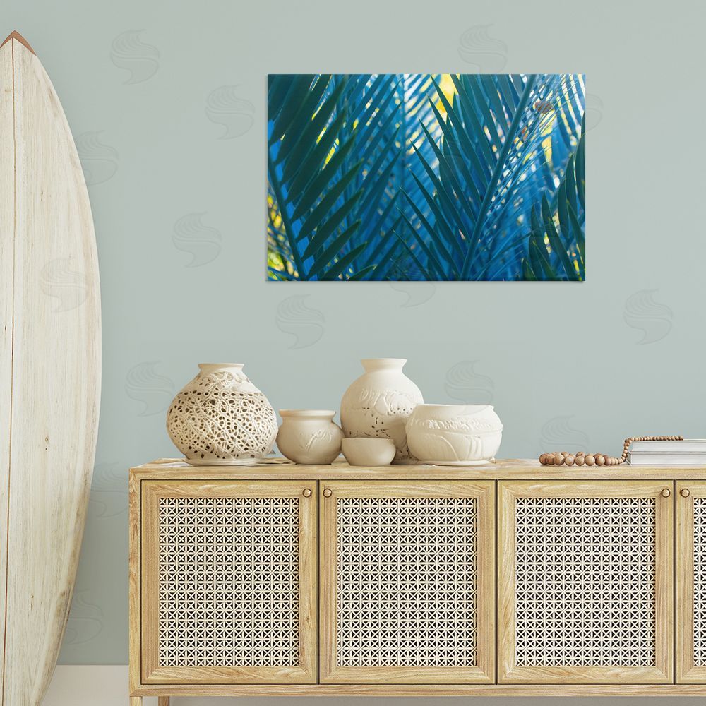 Carol La Barge Blue Palm Fronds Canvas Wall Art Print in Room