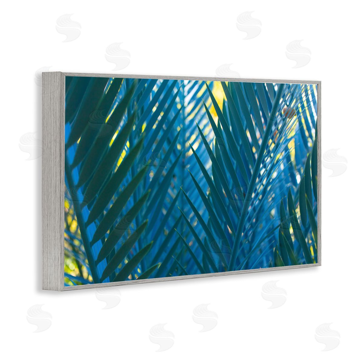 Carol La Barge Blue Palm Fronds Gray Framed Giclee Wall Art Print