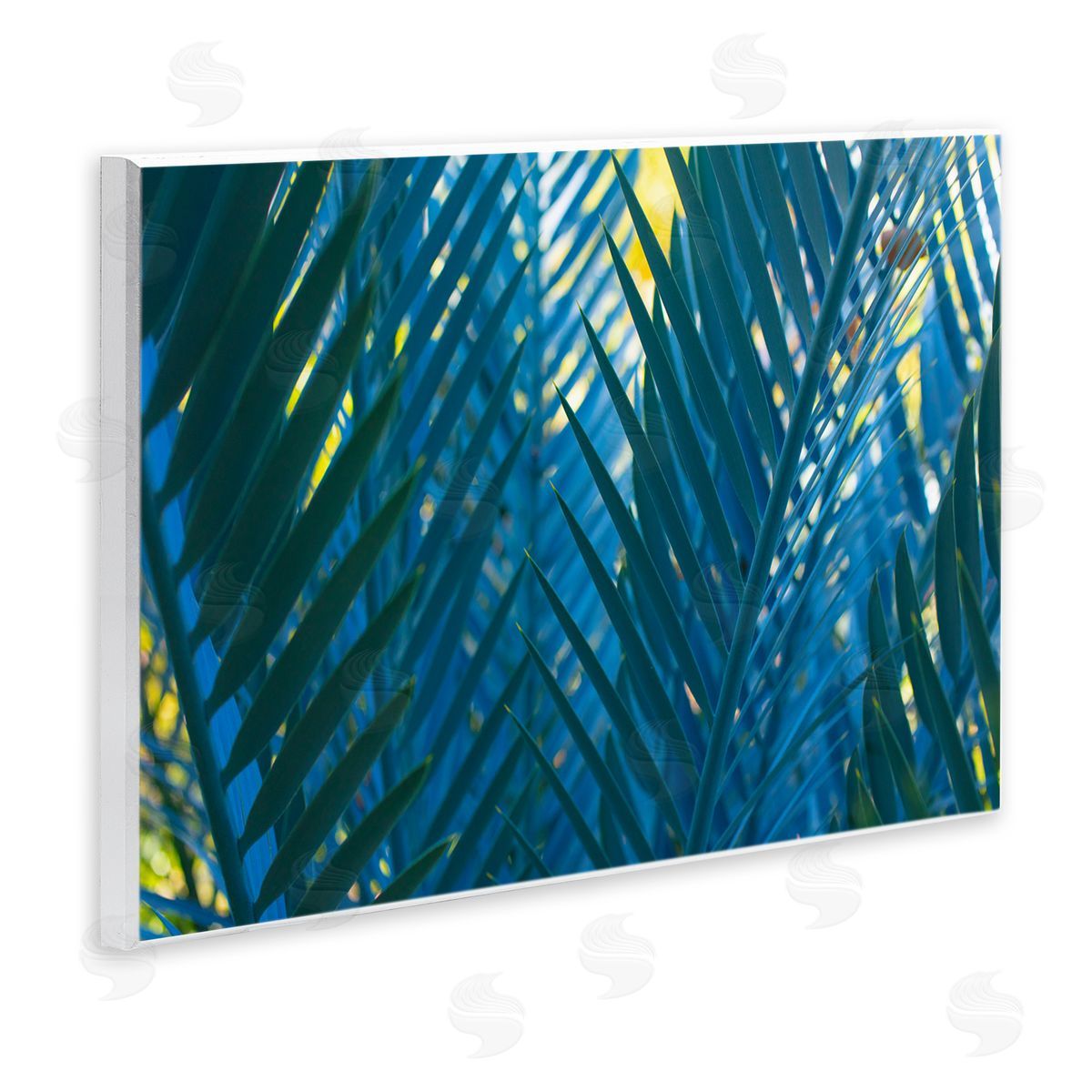 Carol La Barge Blue Palm Fronds Wooden Wall Plaque Art Print