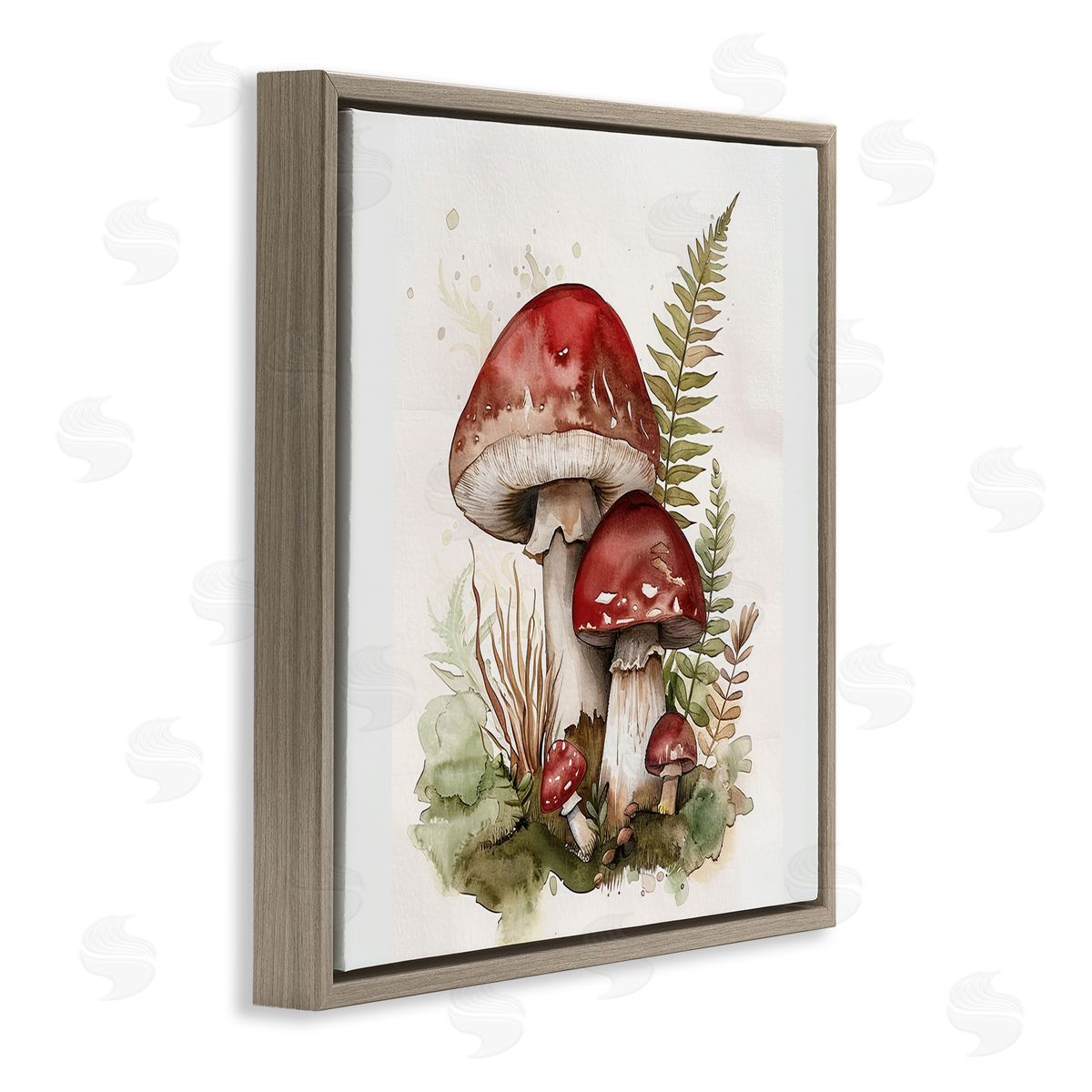 Lazar Studio Enchanted Forest Mushrooms Brown Floating Frame Canvas Wall Art Print