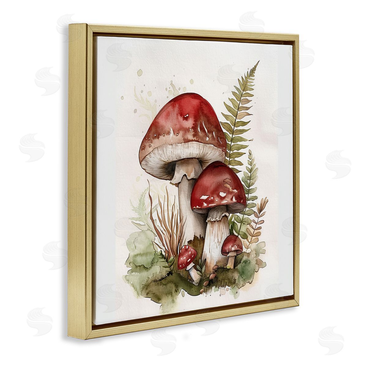 Lazar Studio Enchanted Forest Mushrooms Gold Floating Frame Canvas Wall Art Print