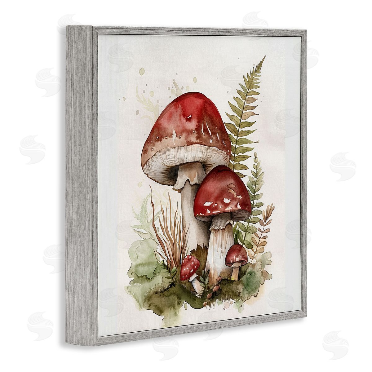 Lazar Studio Enchanted Forest Mushrooms Gray Framed Giclee Wall Art Print