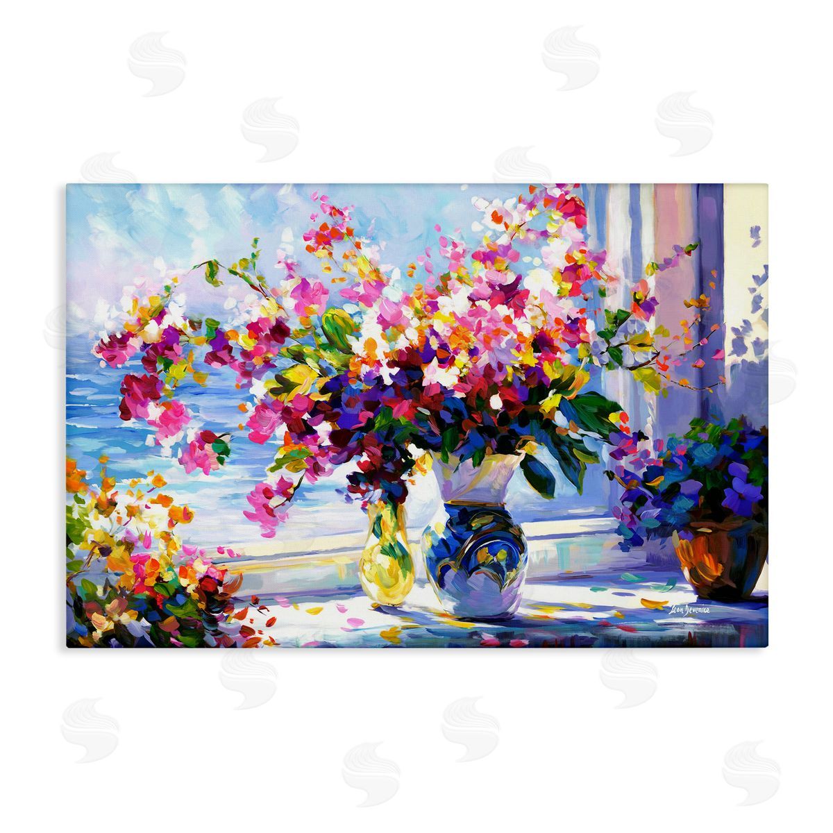 Morning Sun Blooms Canvas Wall Art, Home Decor by Leon Devenice
