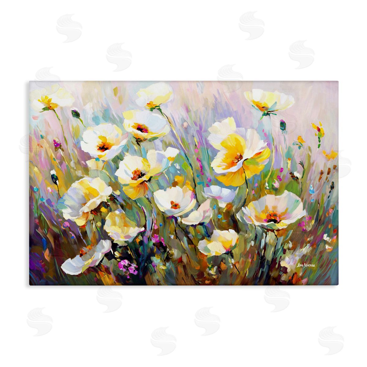 Sunlit Petals Embrace Canvas Wall Art, Home Decor by Leon Devenice