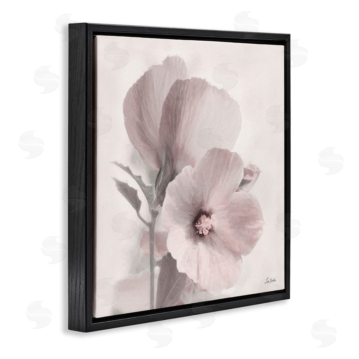 Vintage Apple Blossom Black Floating Frame Canvas Wall Art, Home Decor by Lori Deiter
