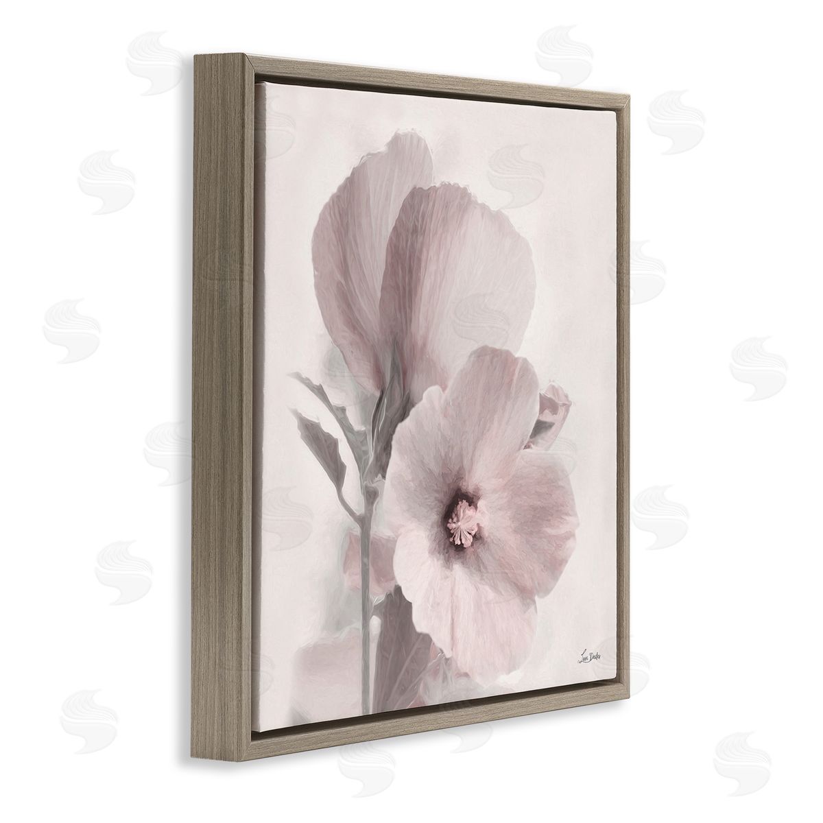 Vintage Apple Blossom Brown Floating Frame Canvas Wall Art, Home Decor by Lori Deiter