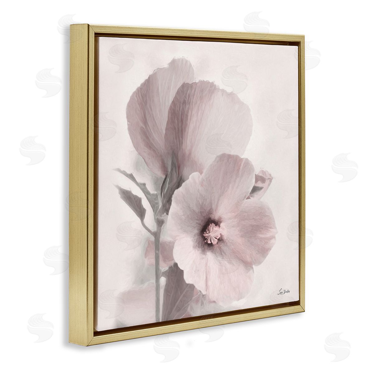 Vintage Apple Blossom Gold Floating Frame Canvas Wall Art, Home Decor by Lori Deiter