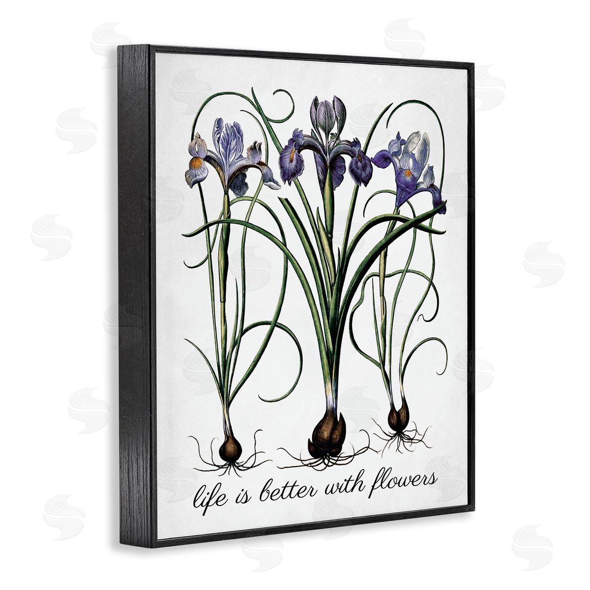 Better With Flowers Black Frame Print Wall Art, Home Decor by Lettered and Lined