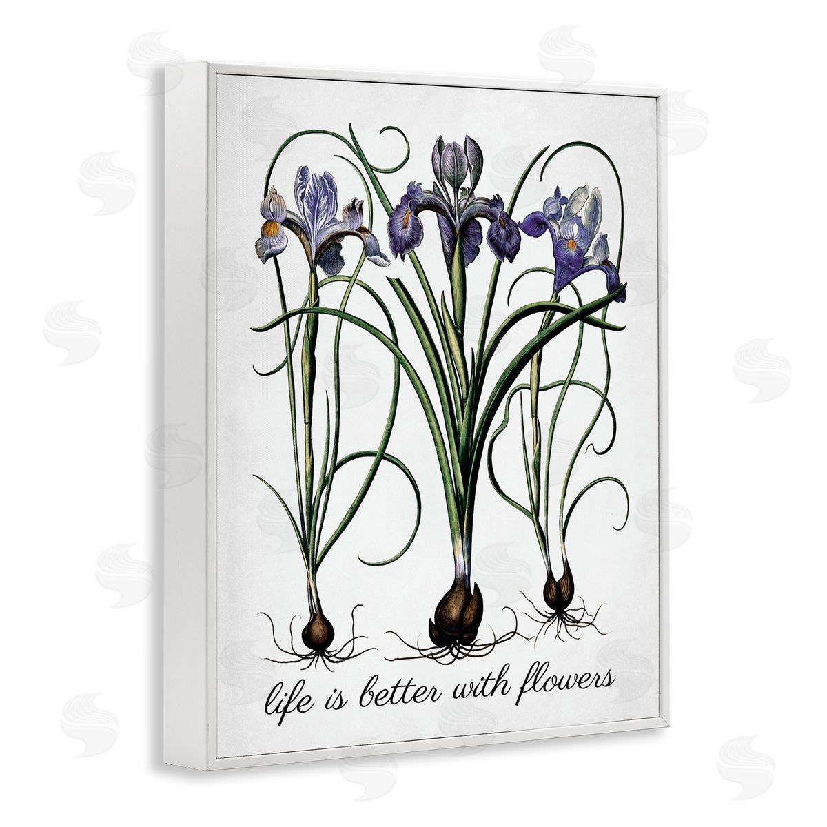 Better With Flowers White Frame Print Wall Art, Home Decor by Lettered and Lined