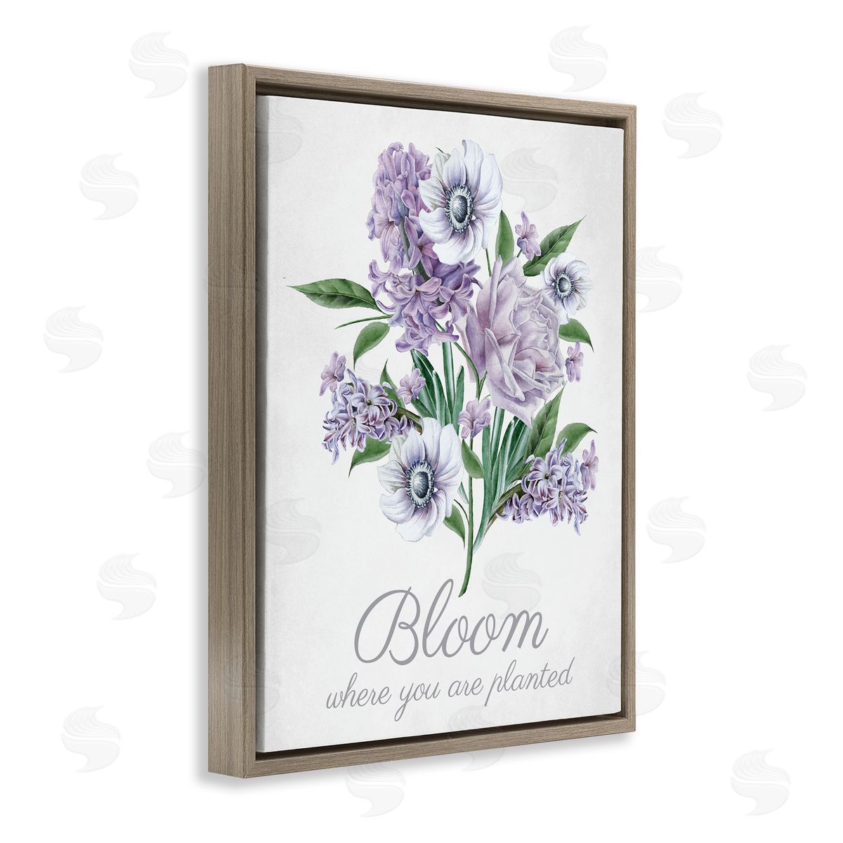Vintage Bloom Phrase Brown Floating Frame Canvas Wall Art, Home Decor by Lettered and Lined