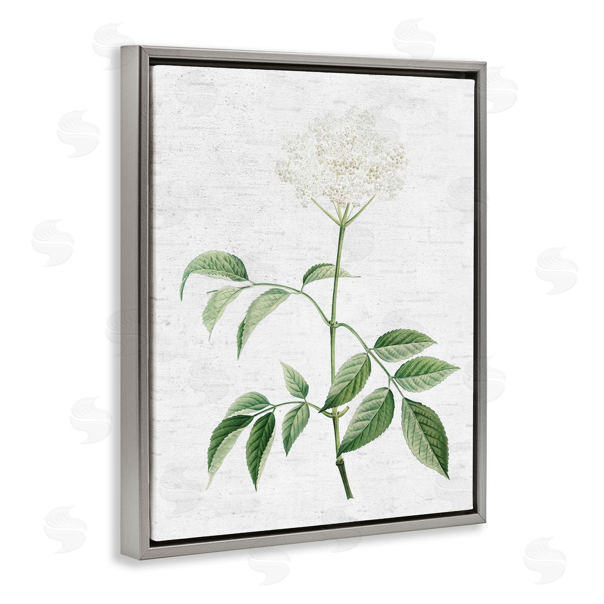 Subtle Neutral Flower Grey Floating Frame Canvas Wall Art, Home Decor by Lettered and Lined