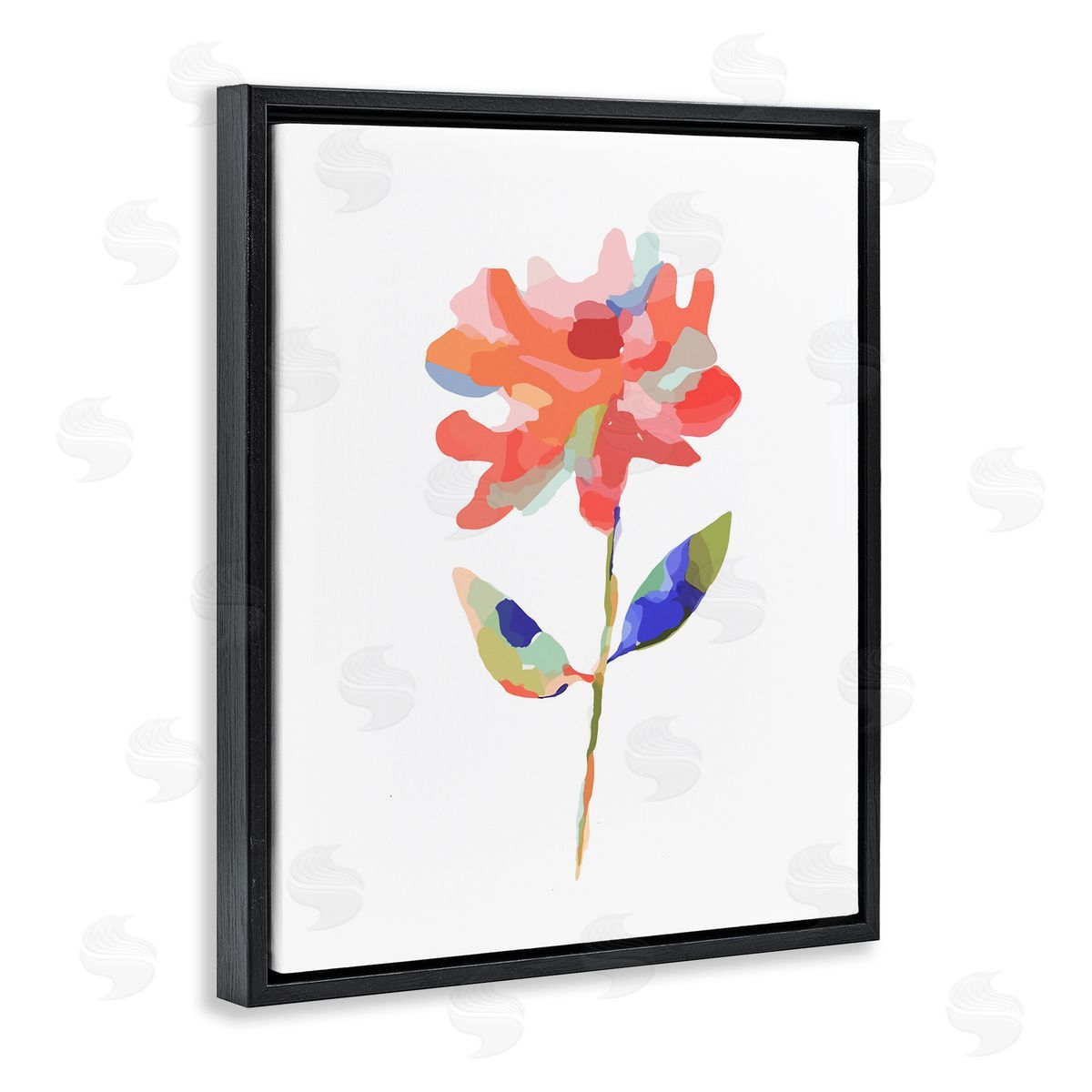 Lisa Nohren Mosaic Flower Blossom Black Floating Frame Canvas Wall Art Print