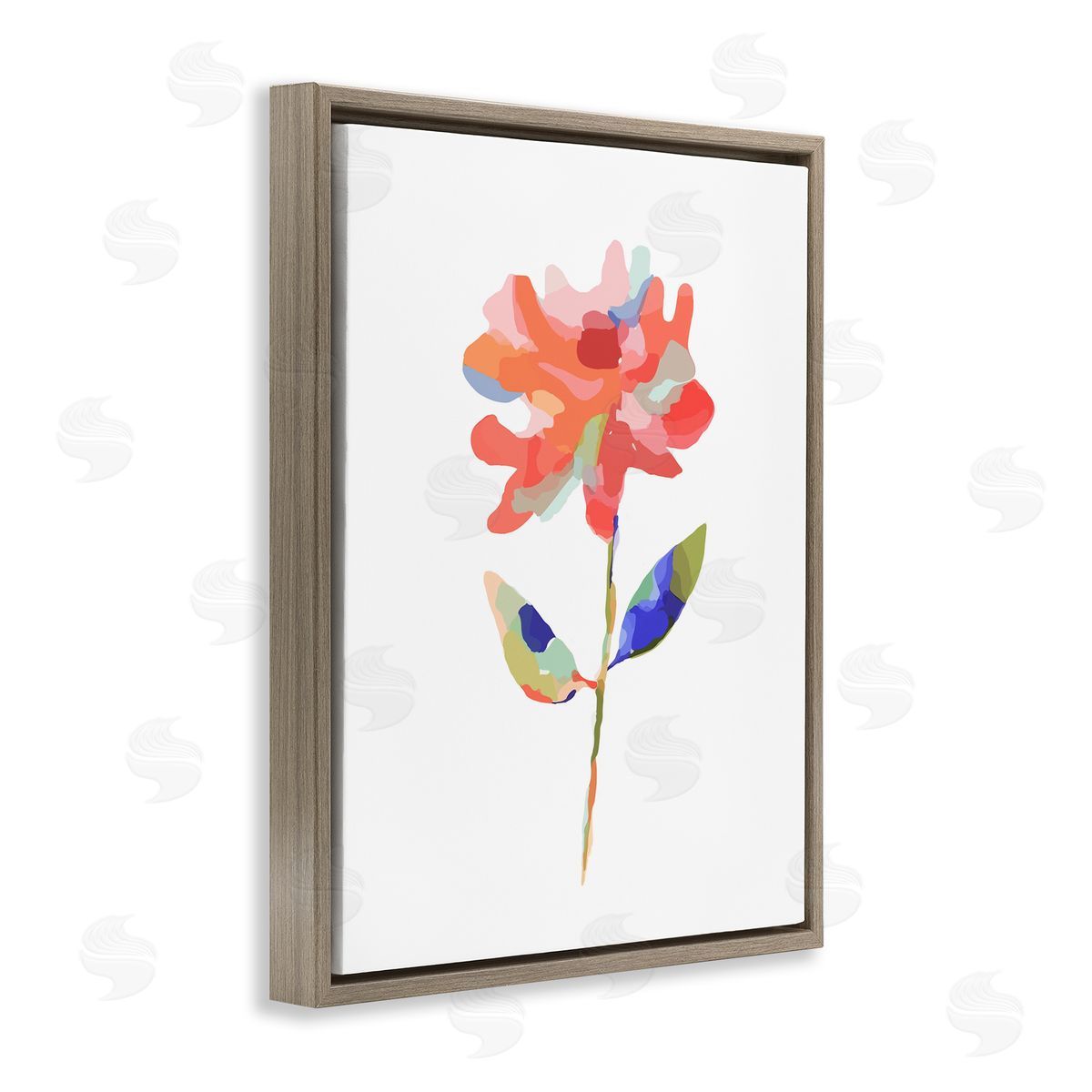 Lisa Nohren Mosaic Flower Blossom Brown Floating Frame Canvas Wall Art Print