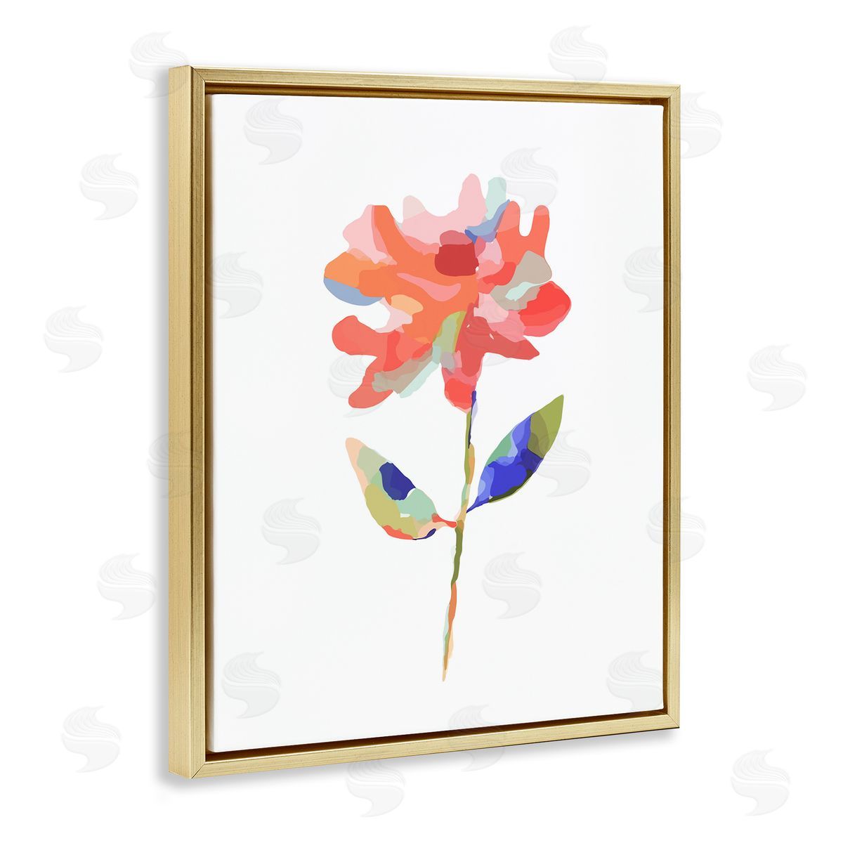 Lisa Nohren Mosaic Flower Blossom Gold Floating Frame Canvas Wall Art Print