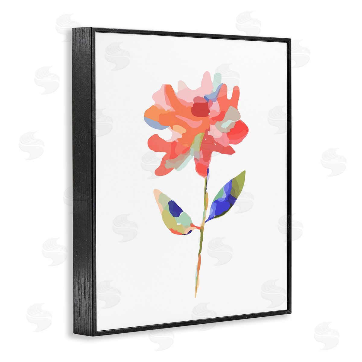 Lisa Nohren Mosaic Flower Blossom Black Framed Giclee Wall Art Print