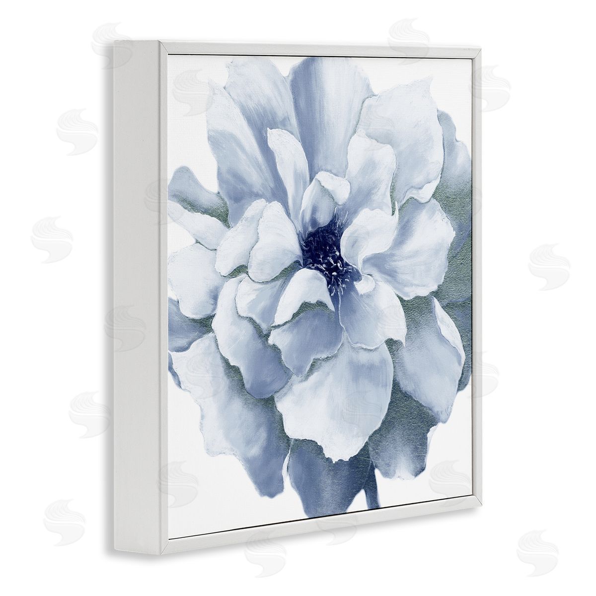 Blue Radiant Bloom White Frame Print Wall Art, Home Decor by Withaar