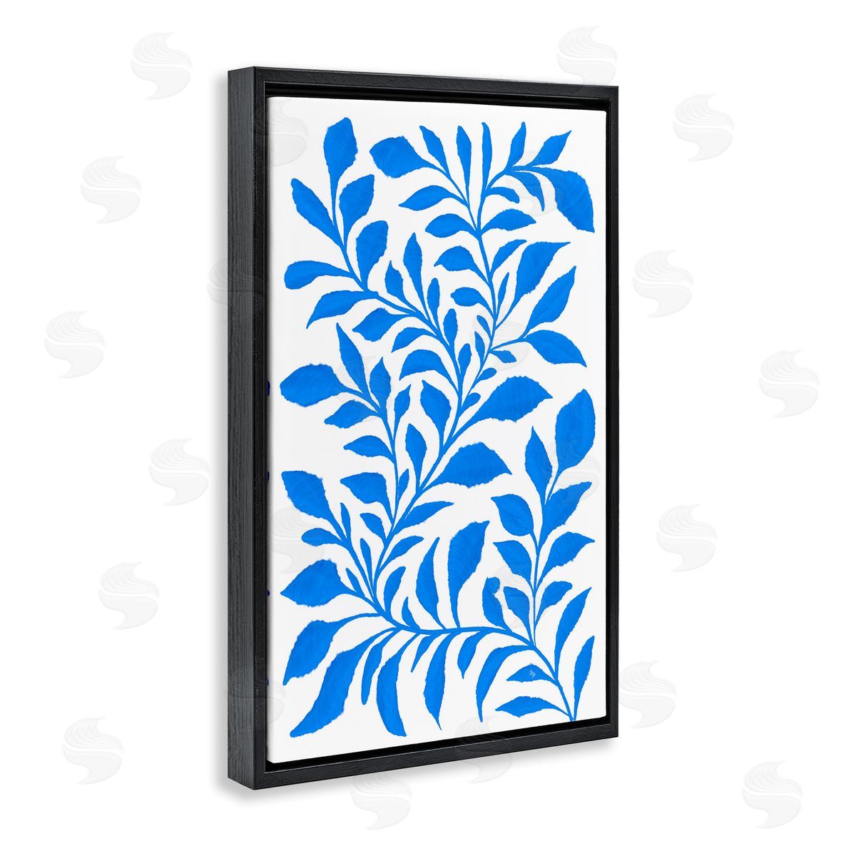 Blue Snake Plant Black Floating Frame Canvas Wall Art, Home Decor by Martina Pavlova