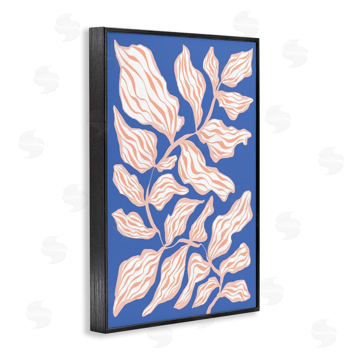 Curving Leaves Impression Black Frame Print Wall Art, Home Decor by Martina Pavlova