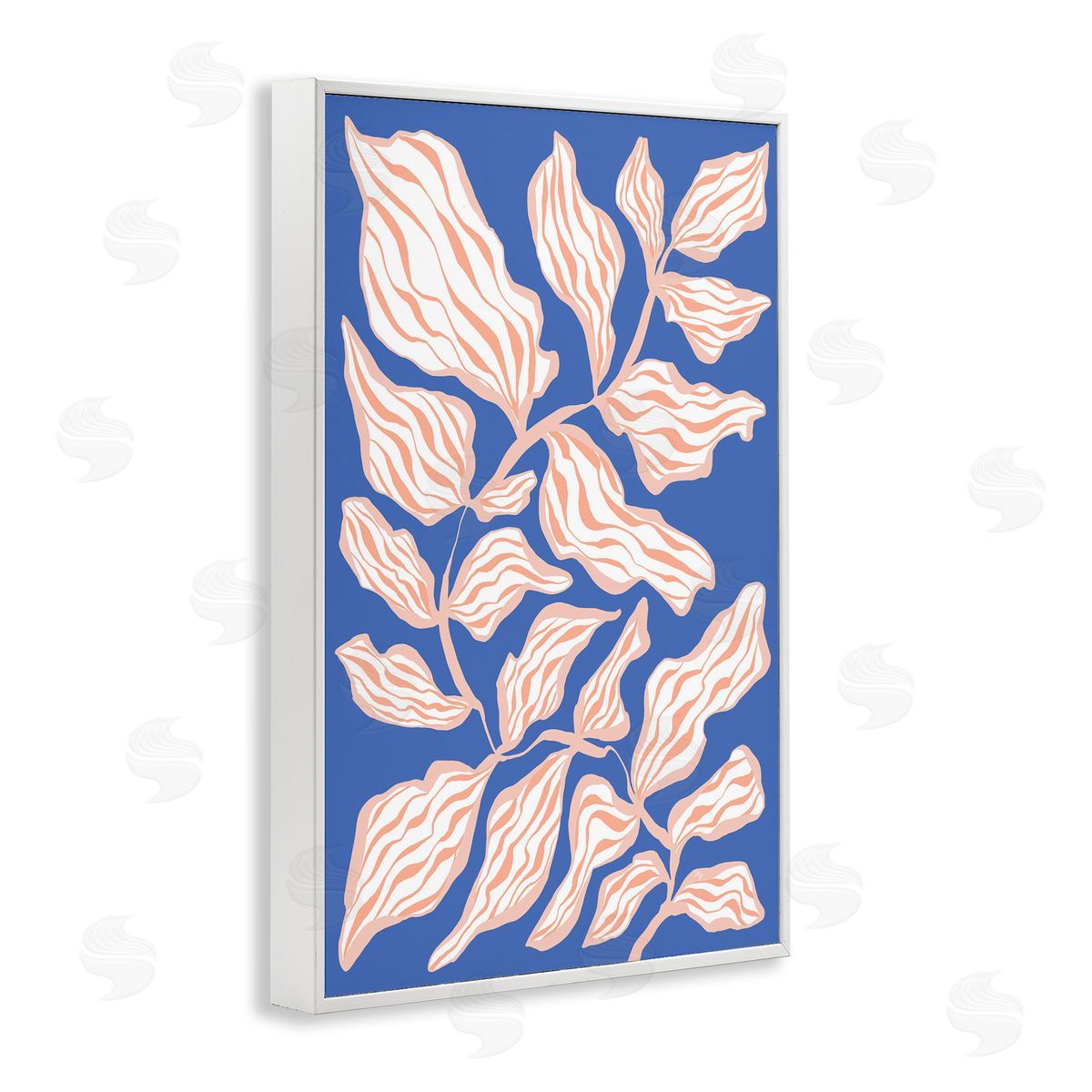 Curving Leaves Impression White Frame Print Wall Art, Home Decor by Martina Pavlova