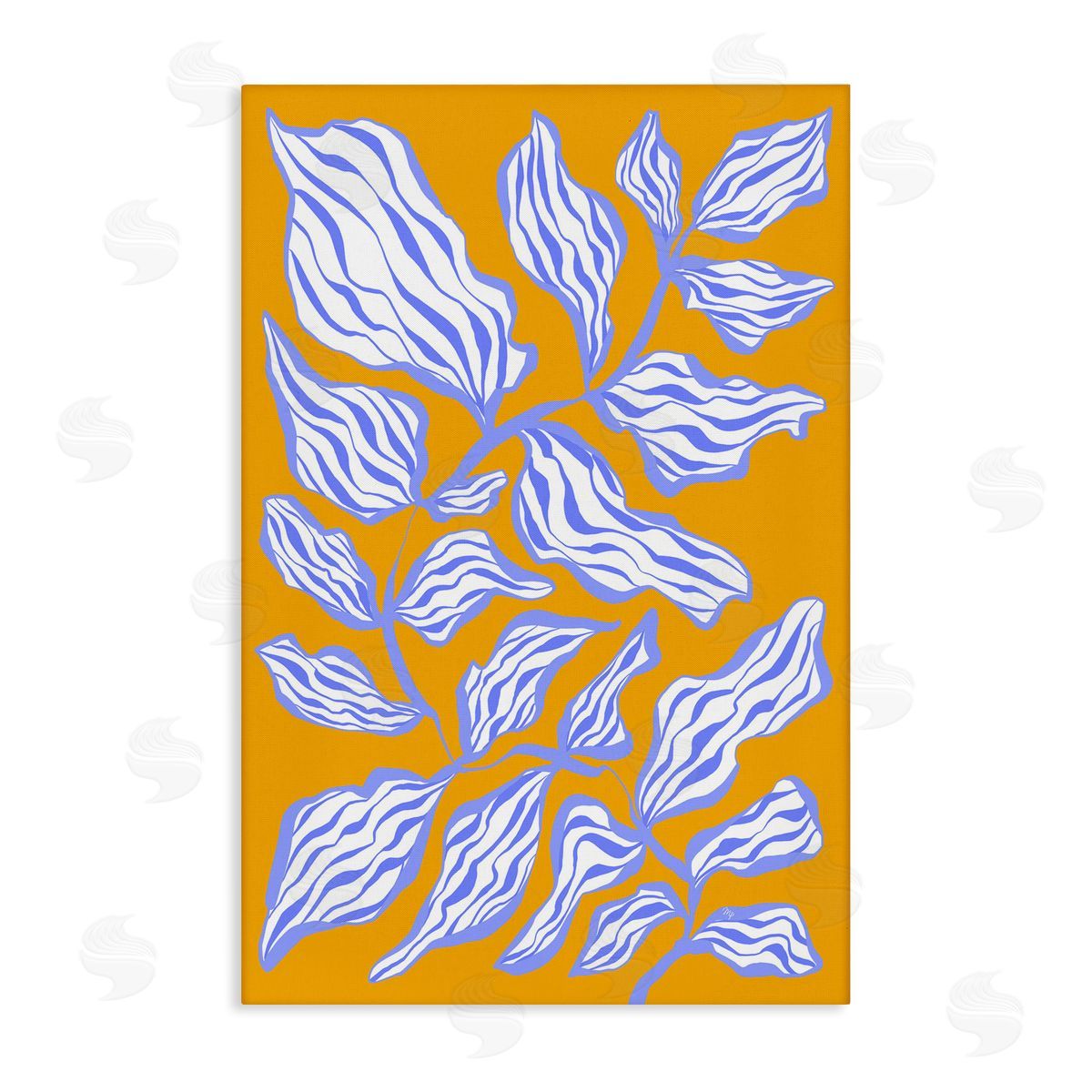 Leaves on Orange Canvas Wall Art, Home Decor by Martina Pavlova