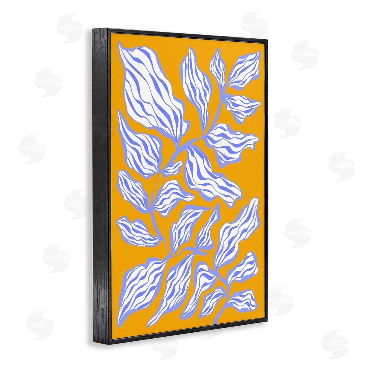 Leaves on Orange Black Frame Print Wall Art, Home Decor by Martina Pavlova