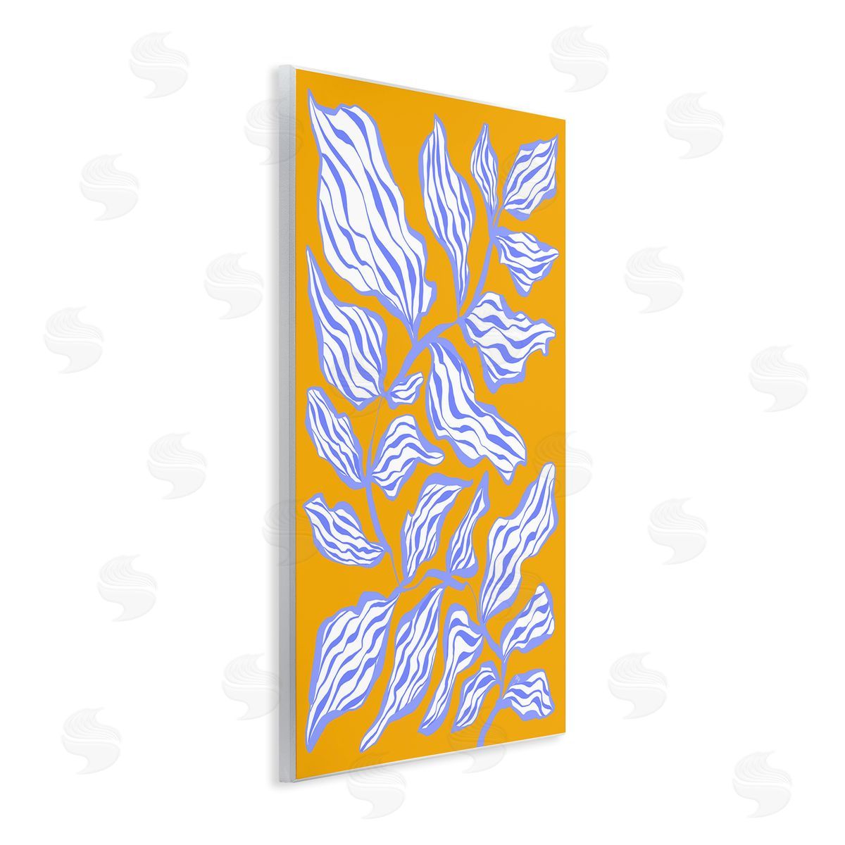 Leaves on Orange Wood Plaque Wall Art, Home Decor by Martina Pavlova