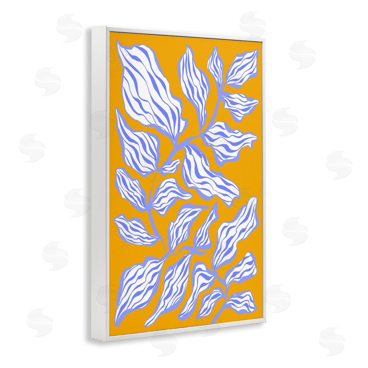 Leaves on Orange White Frame Print Wall Art, Home Decor by Martina Pavlova