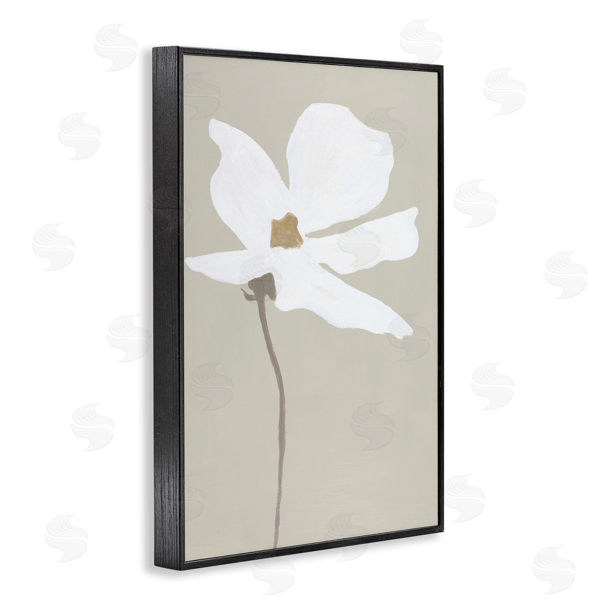 White Flower Sprout Black Frame Print Wall Art, Home Decor by Design Fabrikken
