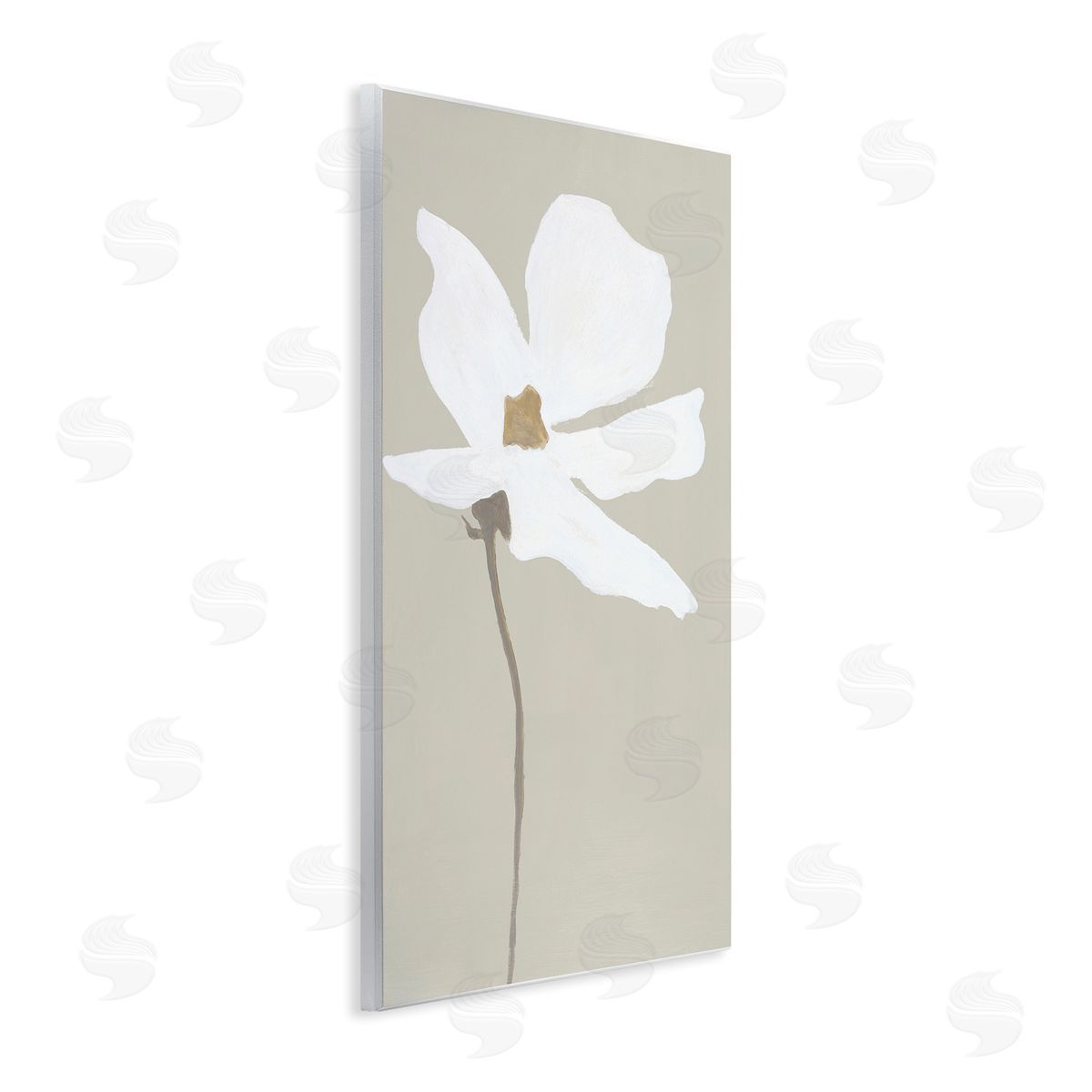 White Flower Sprout Wood Plaque Wall Art, Home Decor by Design Fabrikken